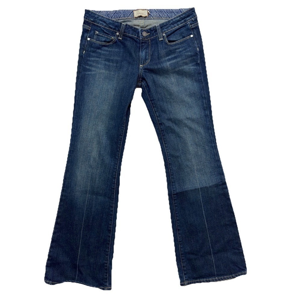 Paige Laurel‎ Canyon Bootcut Jeans Women Sz 30 P Blue Distressed Stretch Y2K
